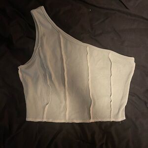 SHEIN One-Shoulder Ribbed Crop Top - Light Green